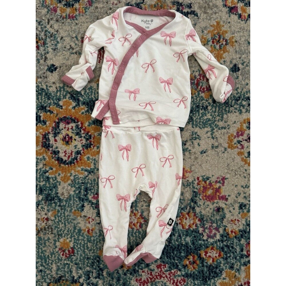 Kyte Baby Take Me Home Set Bamboo Pink Bow Print Size NB